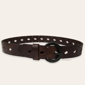 Dockers Genuine Leather 1602 Dark Brown Tooled Western Rodeo Diamond Belt